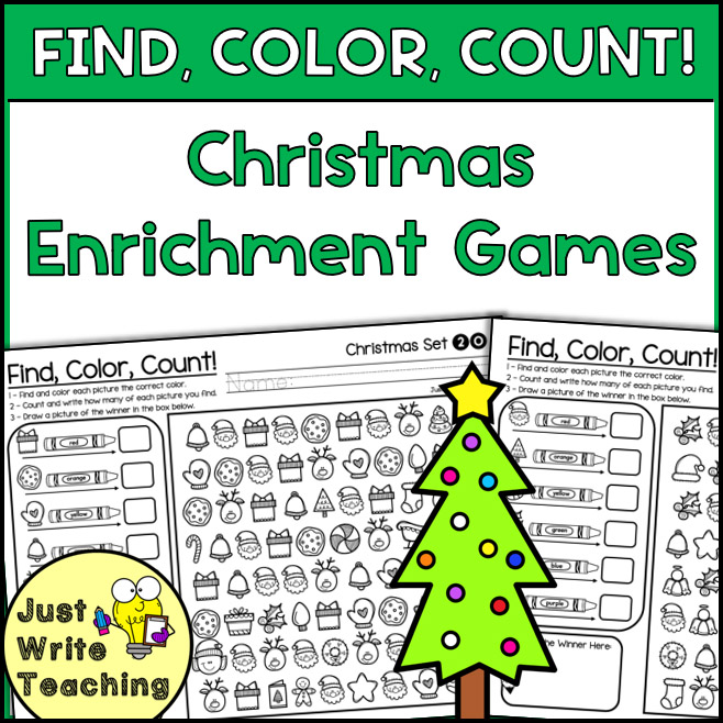 Find, Color, Count! - Christmas Enrichment Games