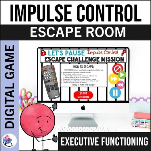 IMPULSE CONTROL ACTIVITIES ACADEMIC ESCAPE ROOM - Small Group Counseling