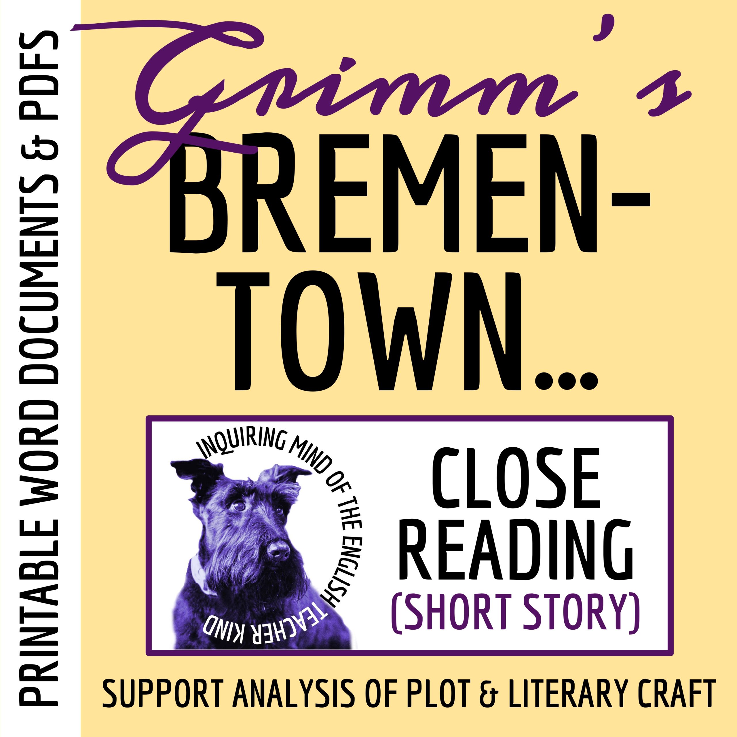 "Bremen Town Musicians" Close Reading Analysis Worksheet | Grimm's Fairy Tale