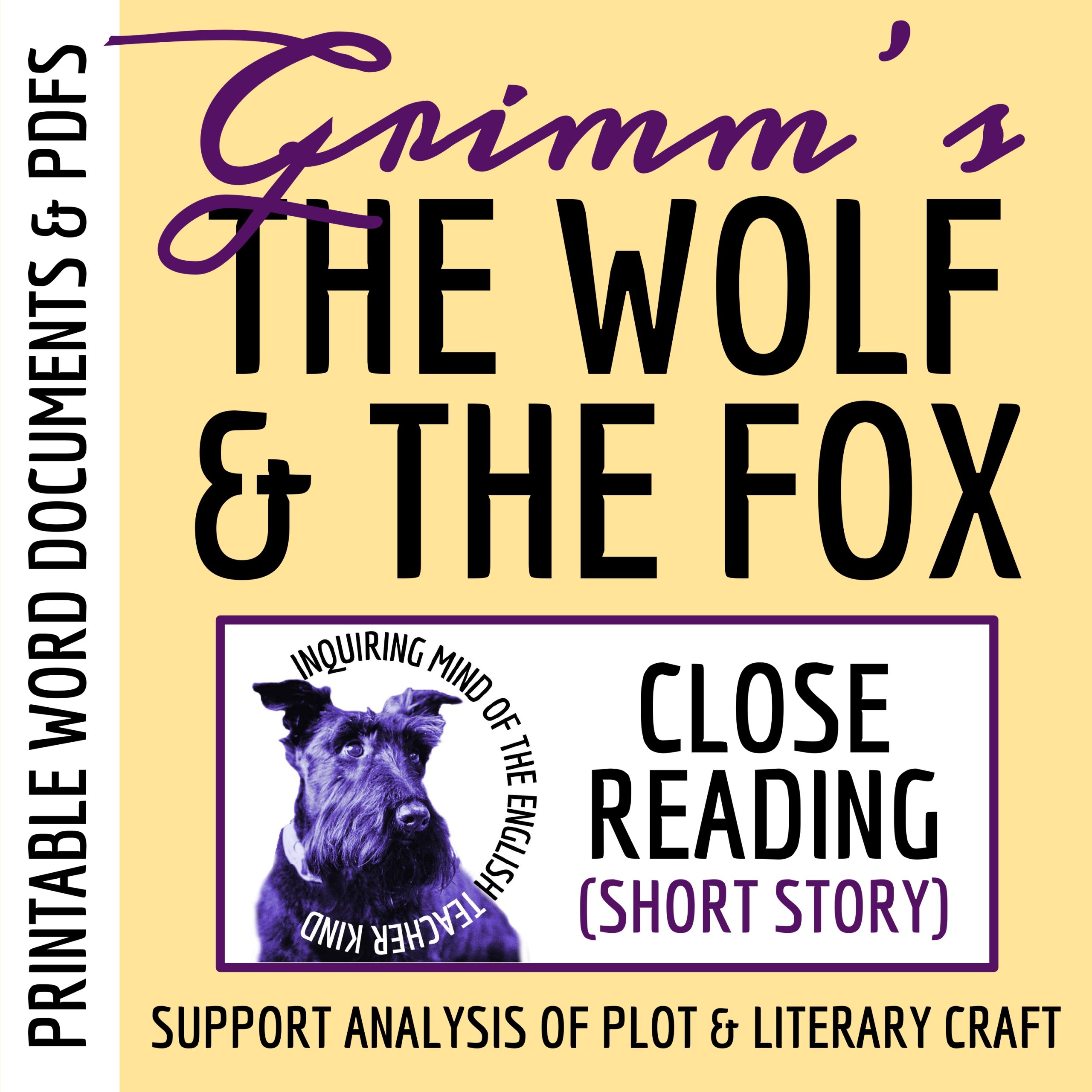 "The Wolf and the Fox" Close Reading Analysis Worksheet | Grimm's Fairy Tale Activity