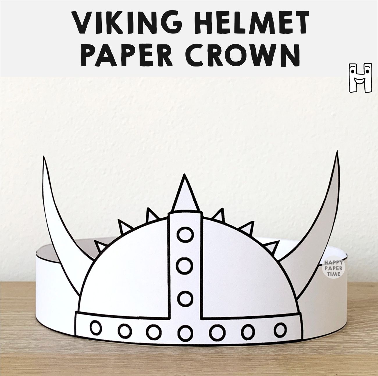 Viking Helmet Paper Crown Headband Printable Coloring Craft