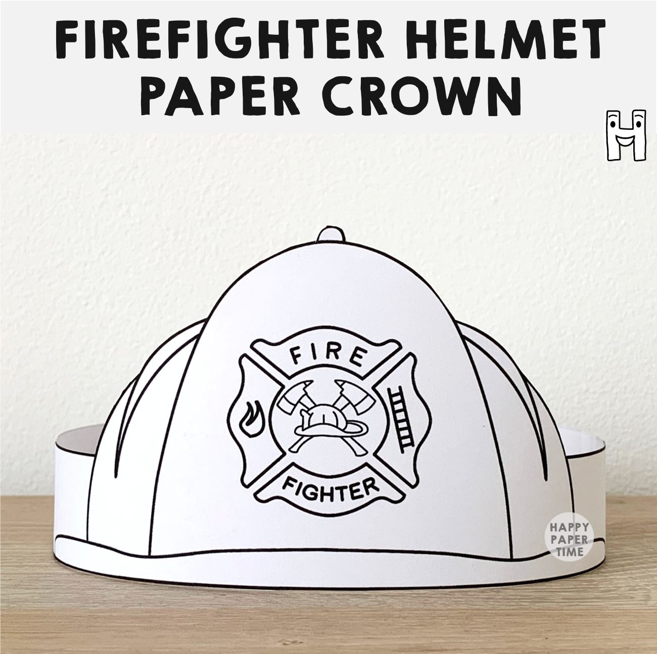 Firefighter Helmet Paper Crown Headband Printable Coloring