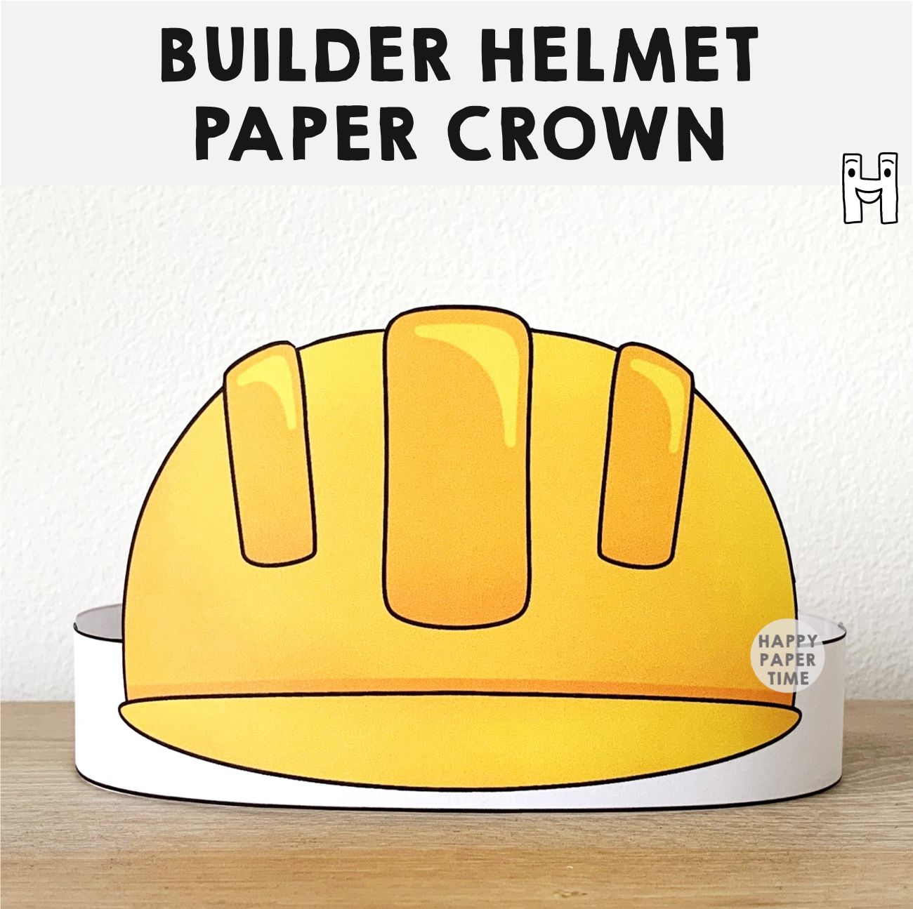 Builder Helmet Construction Paper Crown Printable Costume Craft Activity