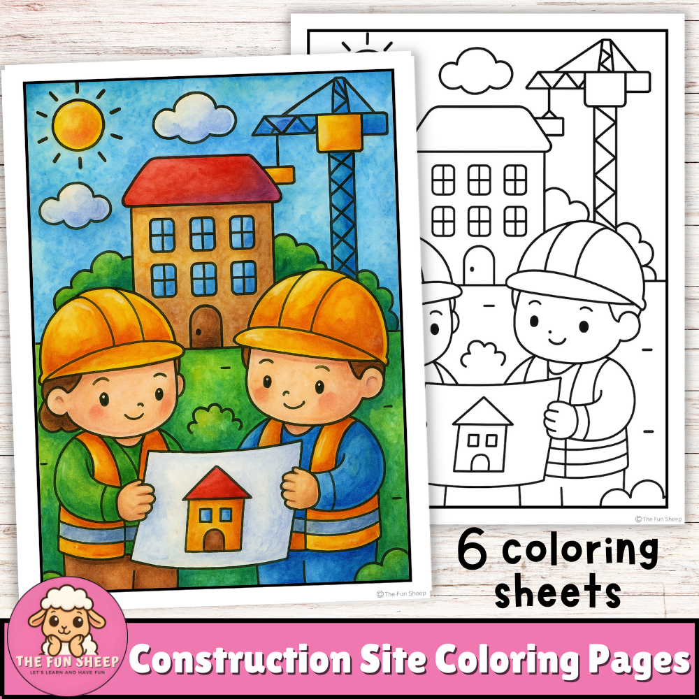 Construction Site Coloring Pages | Building&Construction Workers Coloring Sheets