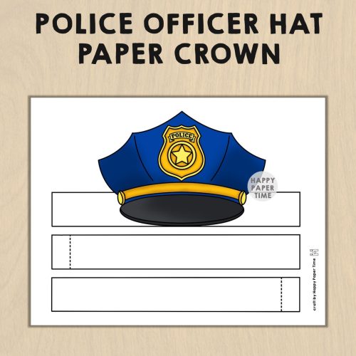 Police Officer Hat Paper Crown Headband Printable Costume Craft Kids ...