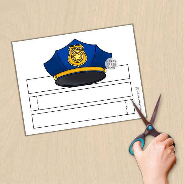 Police Officer Hat Paper Crown Headband Printable Costume Craft Kids ...