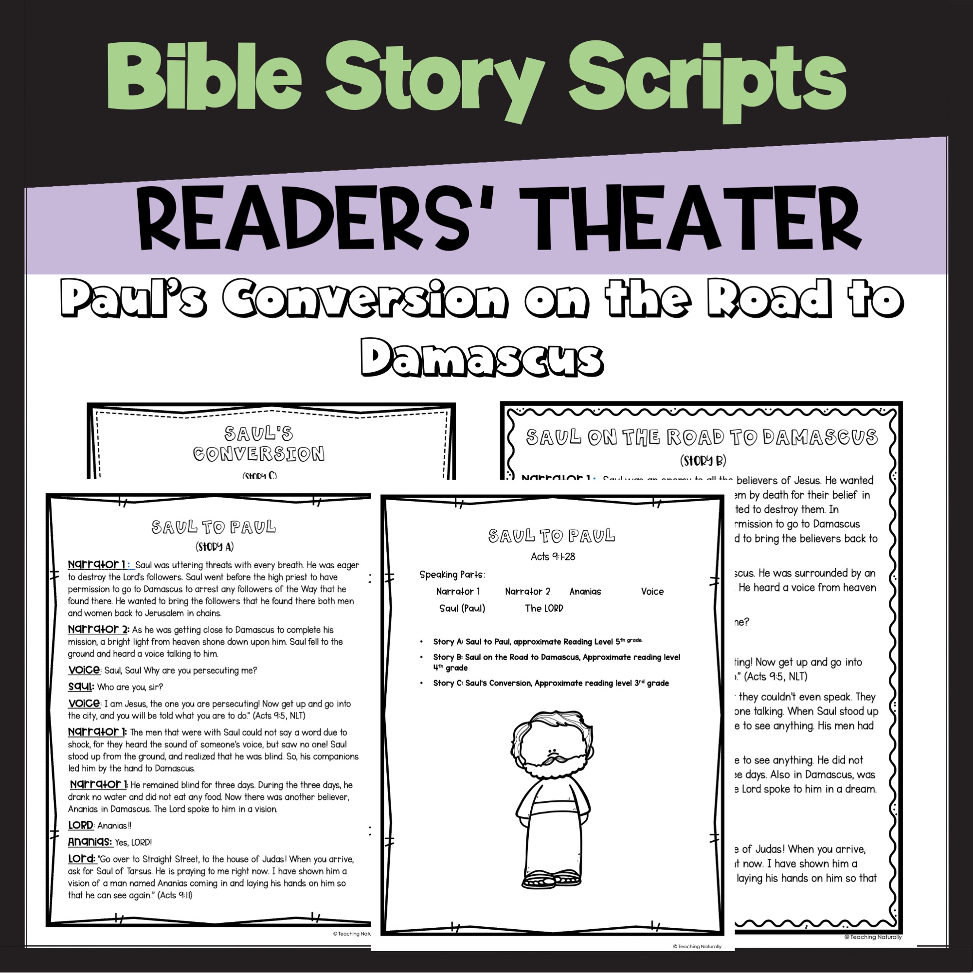 Saul to Paul's Conversion on Road to Damascus Bible Story Readers Theater Script