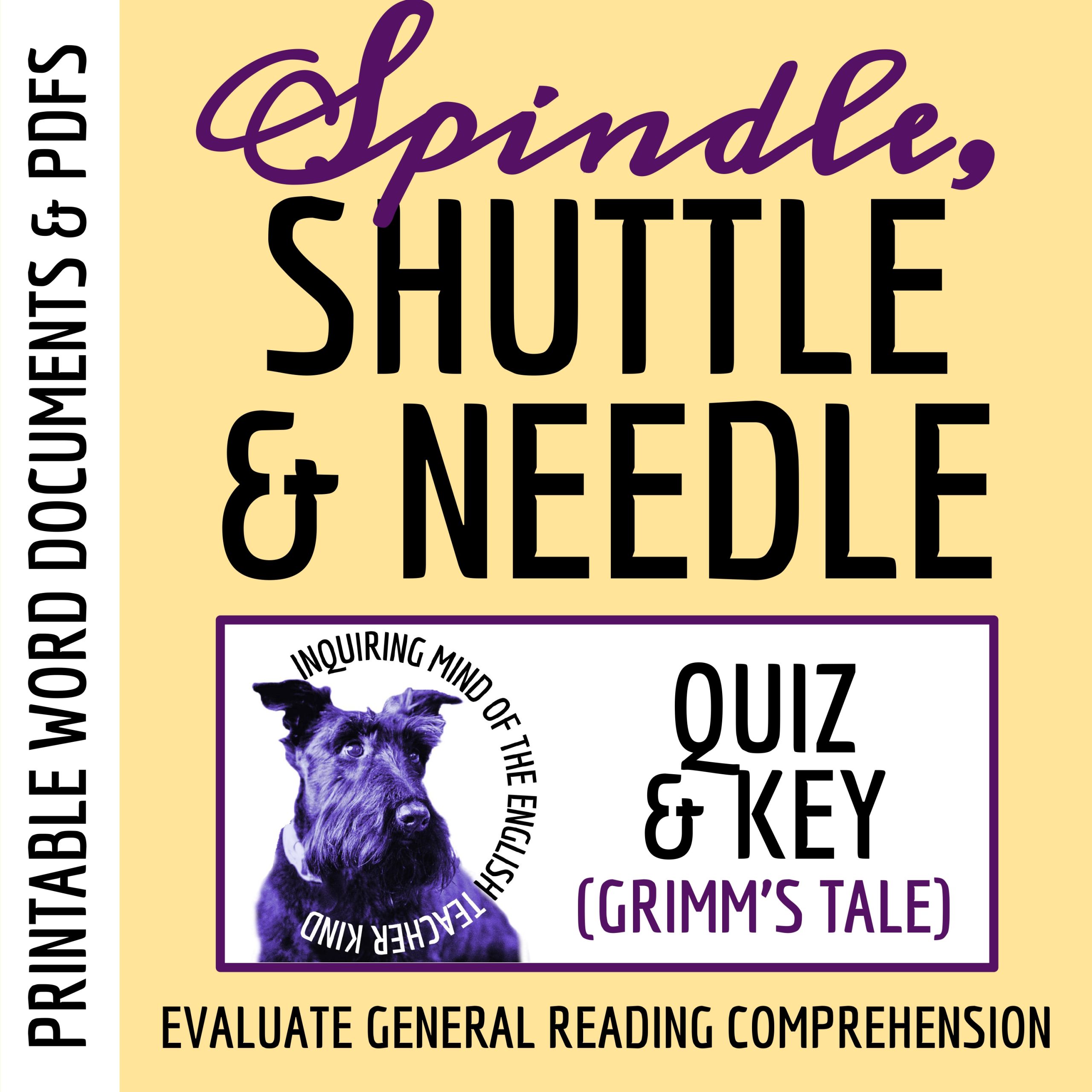 "The Spindle, Shuttle, and Needle" Quiz and Key | Grimm's Fairy Tale Assessment