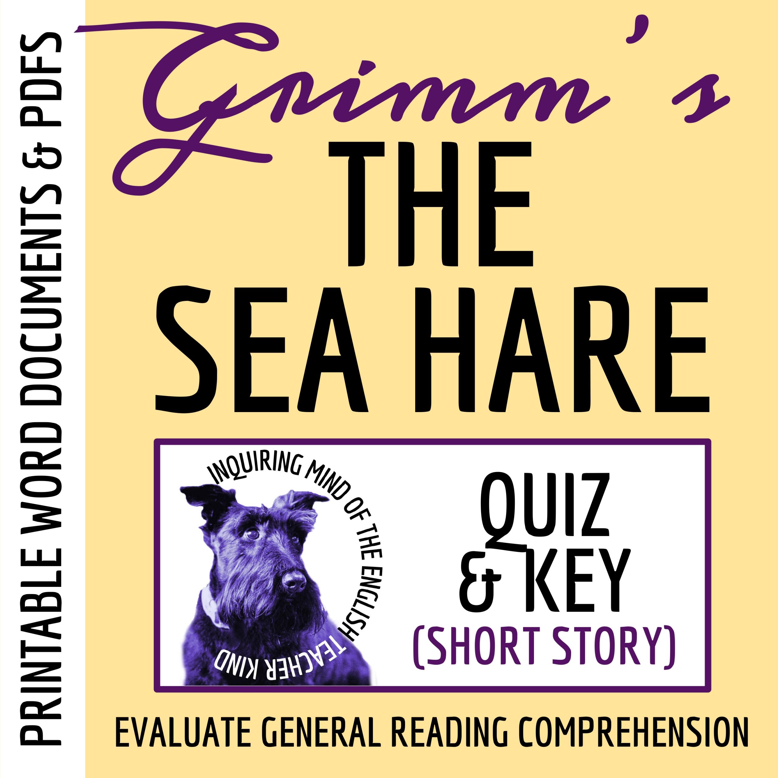 "The Sea Hare" Quiz and Answer Key | Grimm's Fairy Tale Assessment | Worksheet