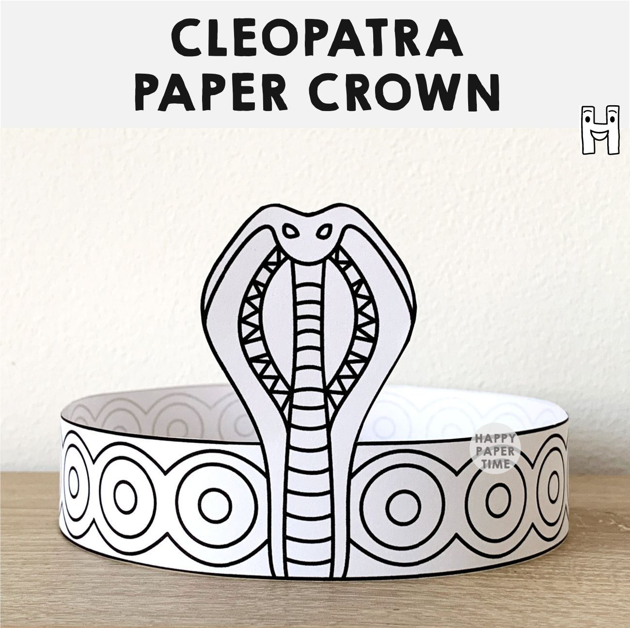 Cleopatra Paper Crown Headband Printable ancient Egypt Coloring Craft Kids