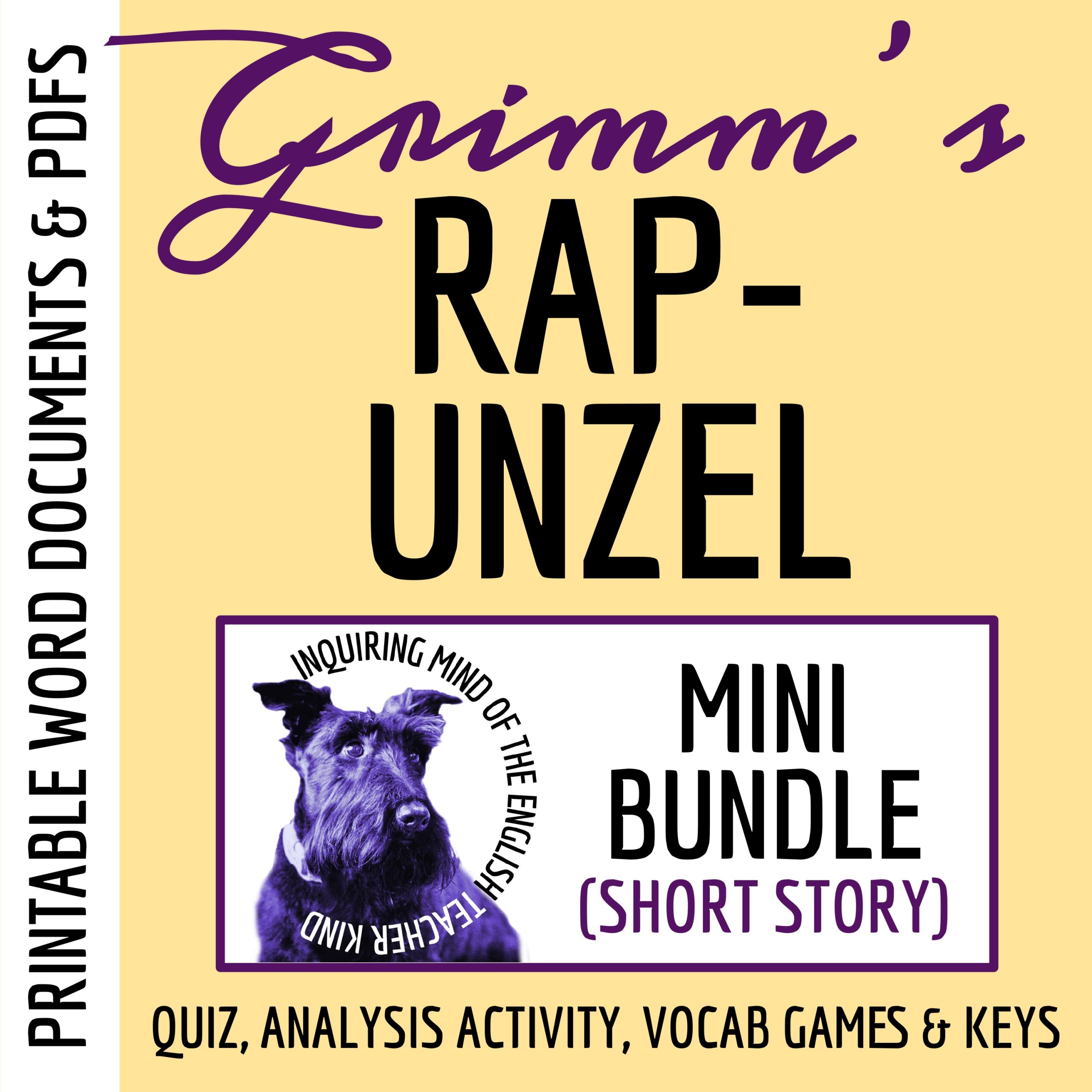 "Rapunzel" Quiz, Worksheet, and Vocabulary Activities | Brothers Grimm Fairy Tale