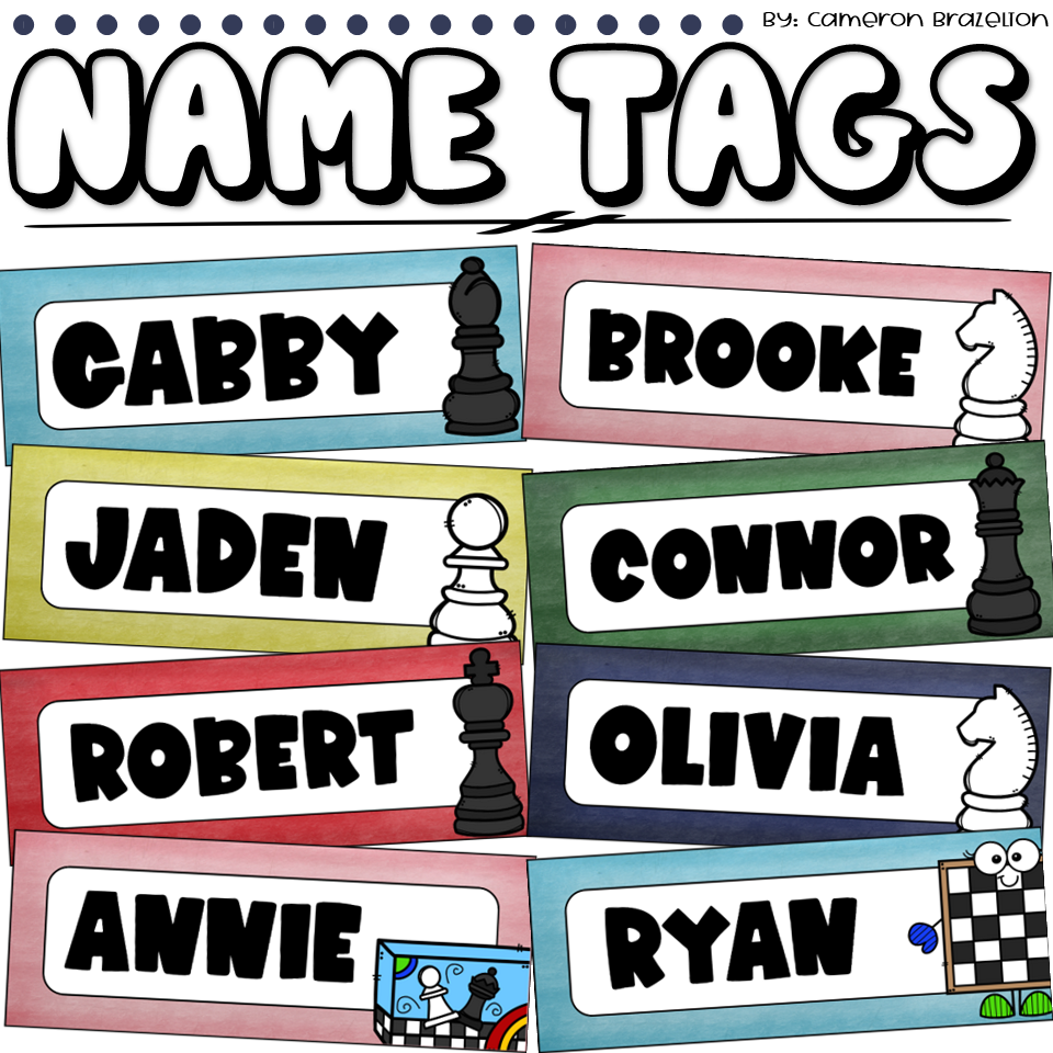 Chess Club Name Tags and Roster Sheet EDITABLE