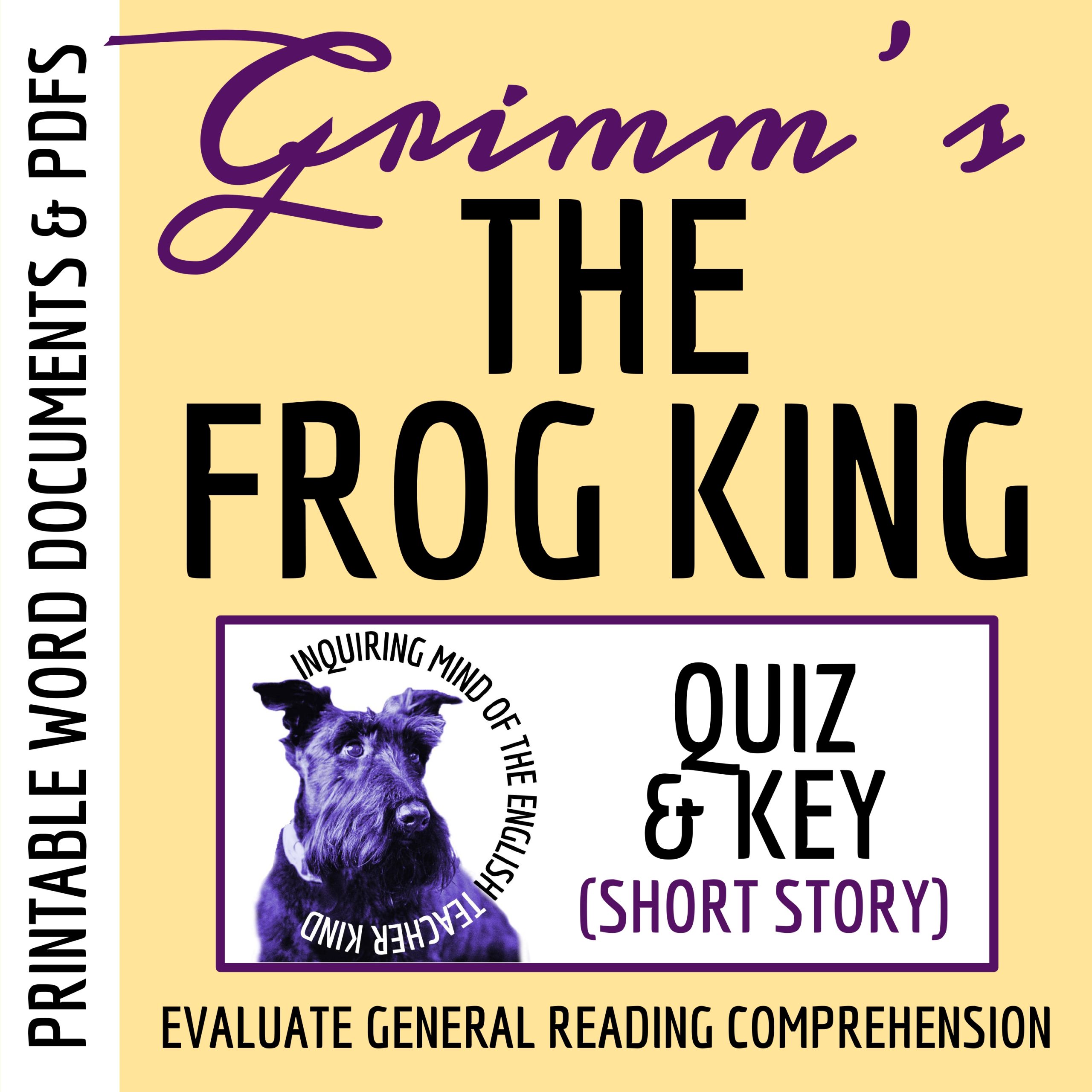 "The Frog King" Quiz and Answer Key | Brothers Grimm Fairy Tale Assessment