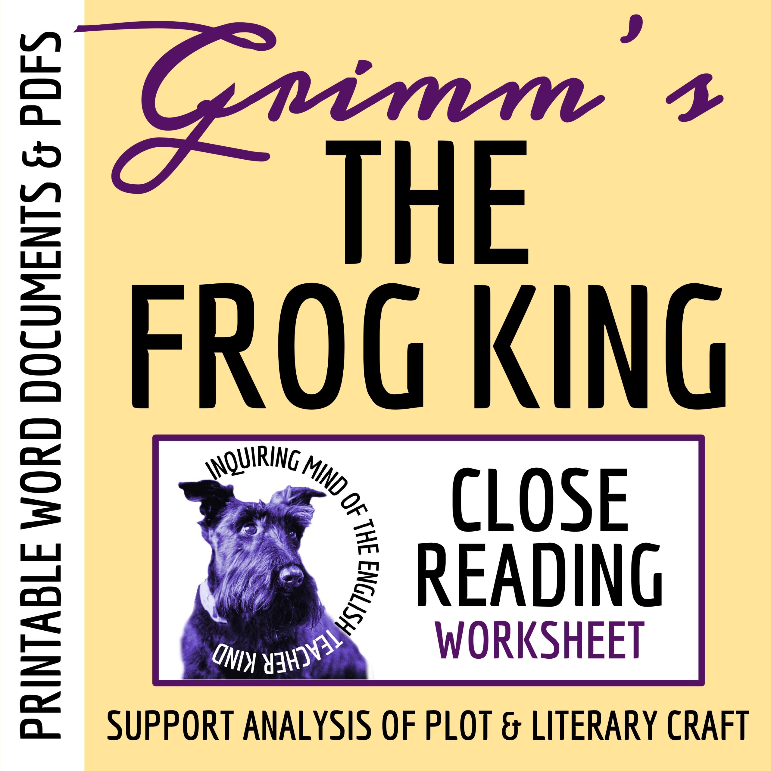 "The Frog King" Close Reading Analysis Worksheet | Brothers Grimm Fairy Tale