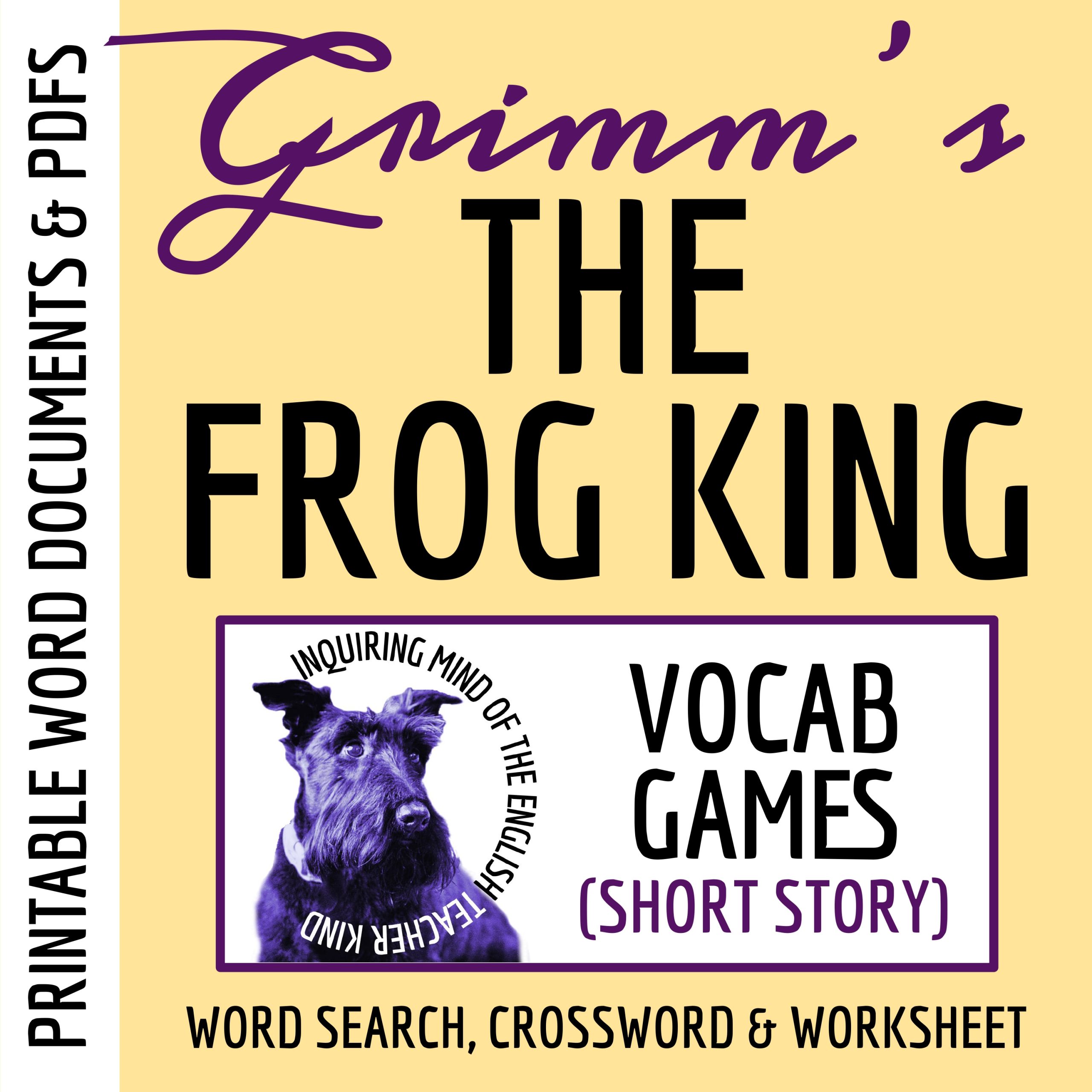 "The Frog King" by the Brothers Grimm Vocabulary Games | Crossword | Word Search