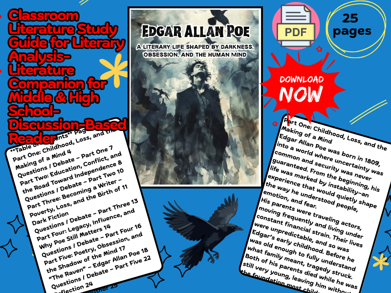 Edgar Allan Poe: A Literary Life Shaped by Darkness and Obsession is a short-form classroom reader