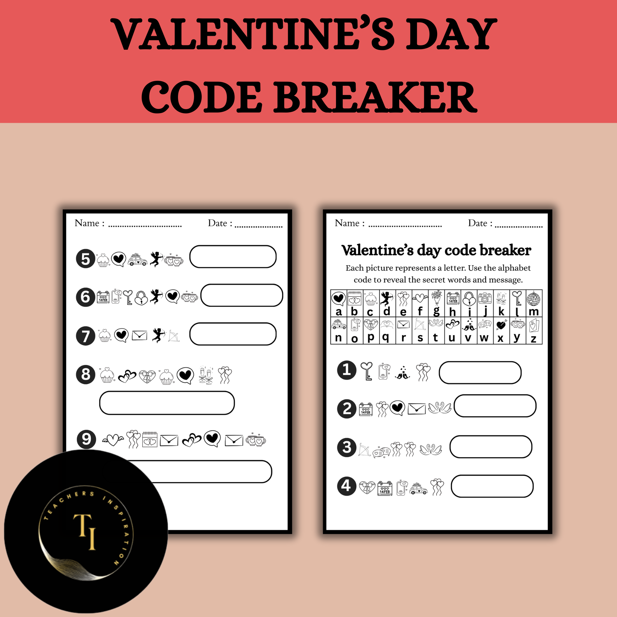 Valentine’s Day Code Breaker | Alphabet Code Activity for Grades 1–3