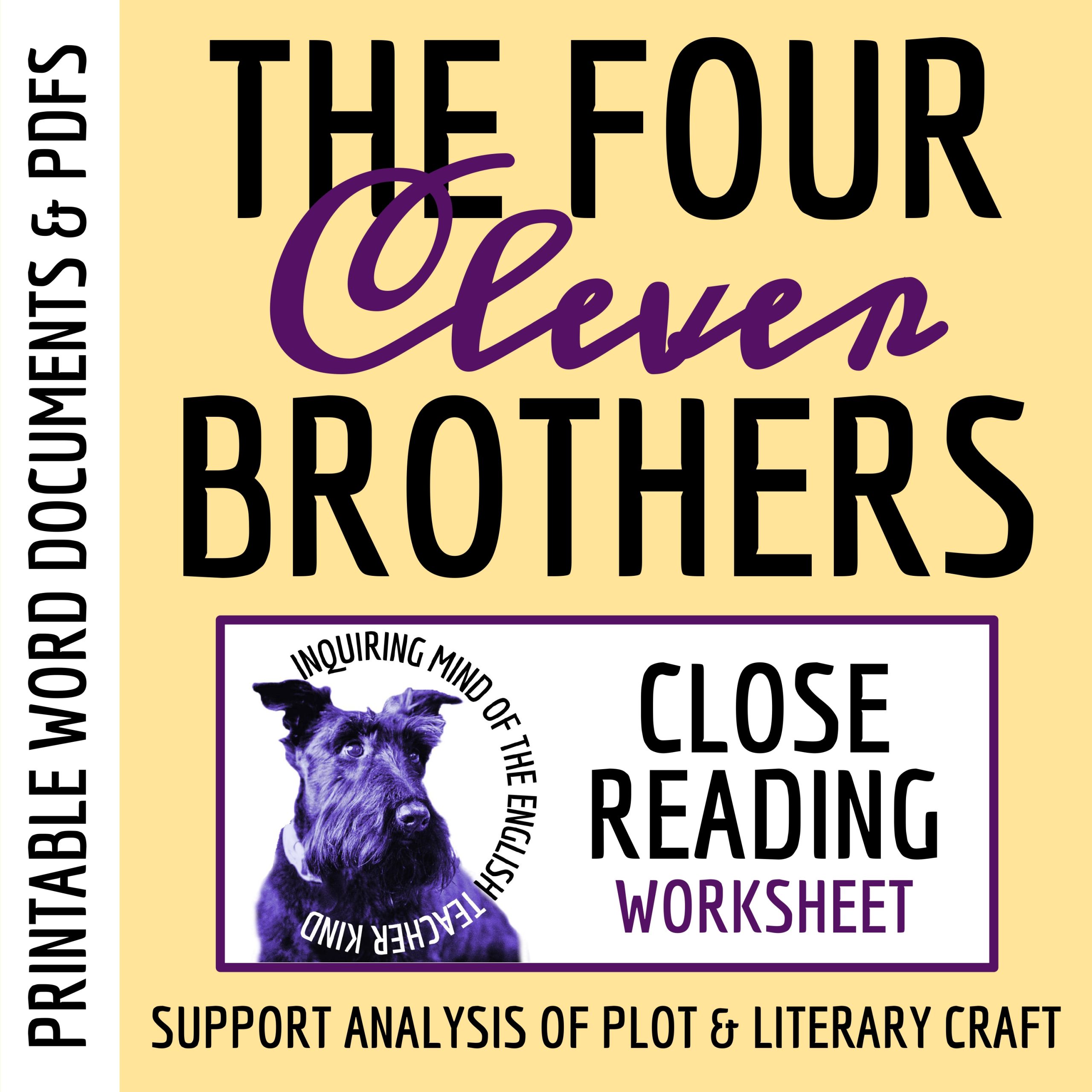"The Four Clever Brothers" Close Reading Analysis Worksheet (Grimm's Fairy Tale)