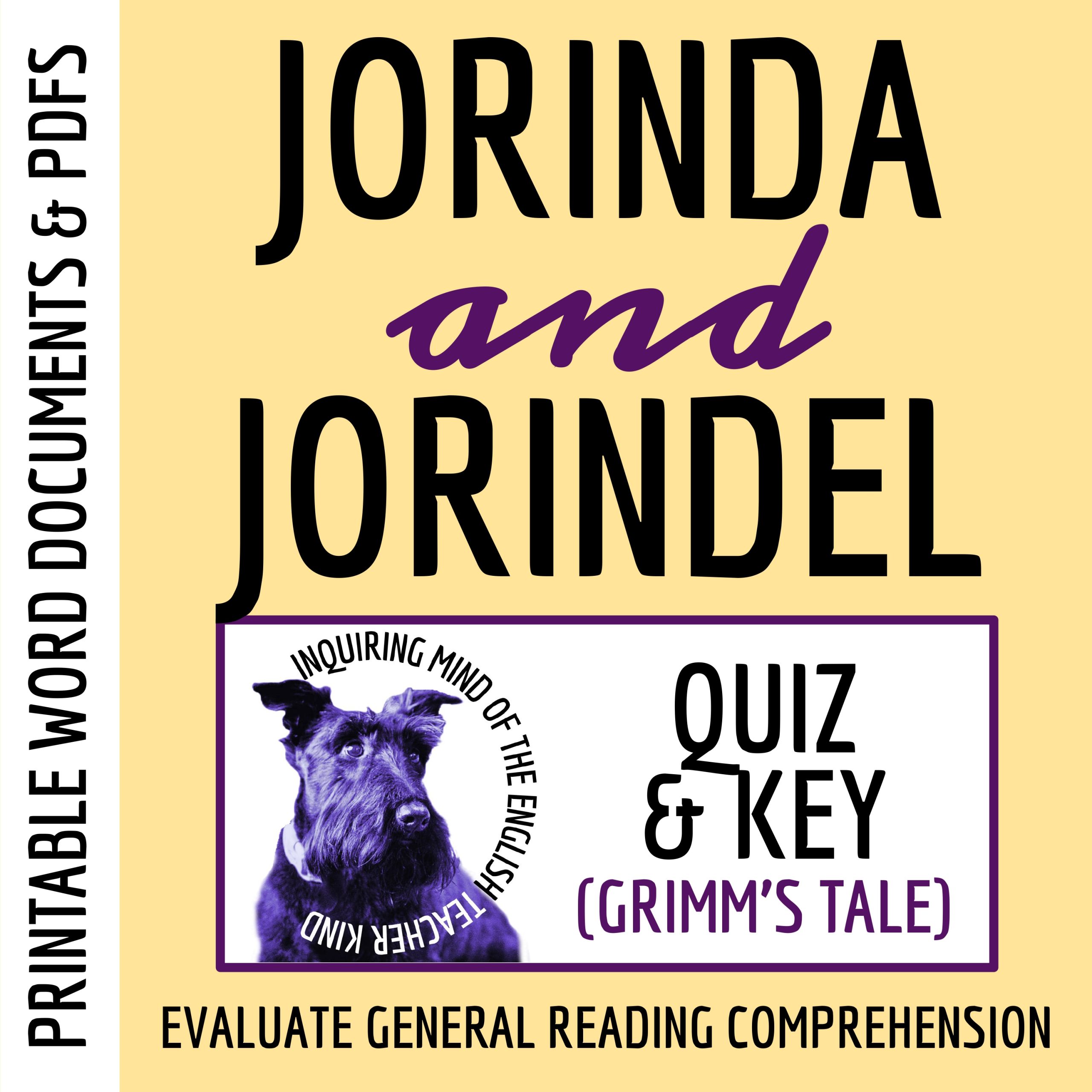 "Jorinda and Jorindel" Quiz and Answer Key | Brothers Grimm Fairy Tale Assessment