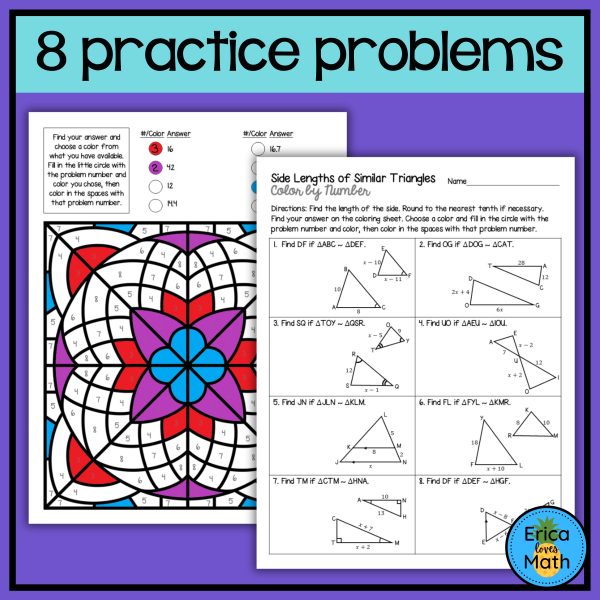Side Lengths of Similar Triangles Color by Number Activity | Made By ...