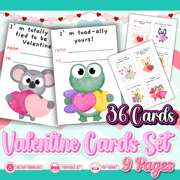 Valentine’s Day Animal Cards for Kids | Printable Classroom Valentines ...