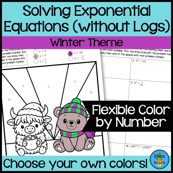 Solving Exponential Equations without Logarithms Color by Number ...