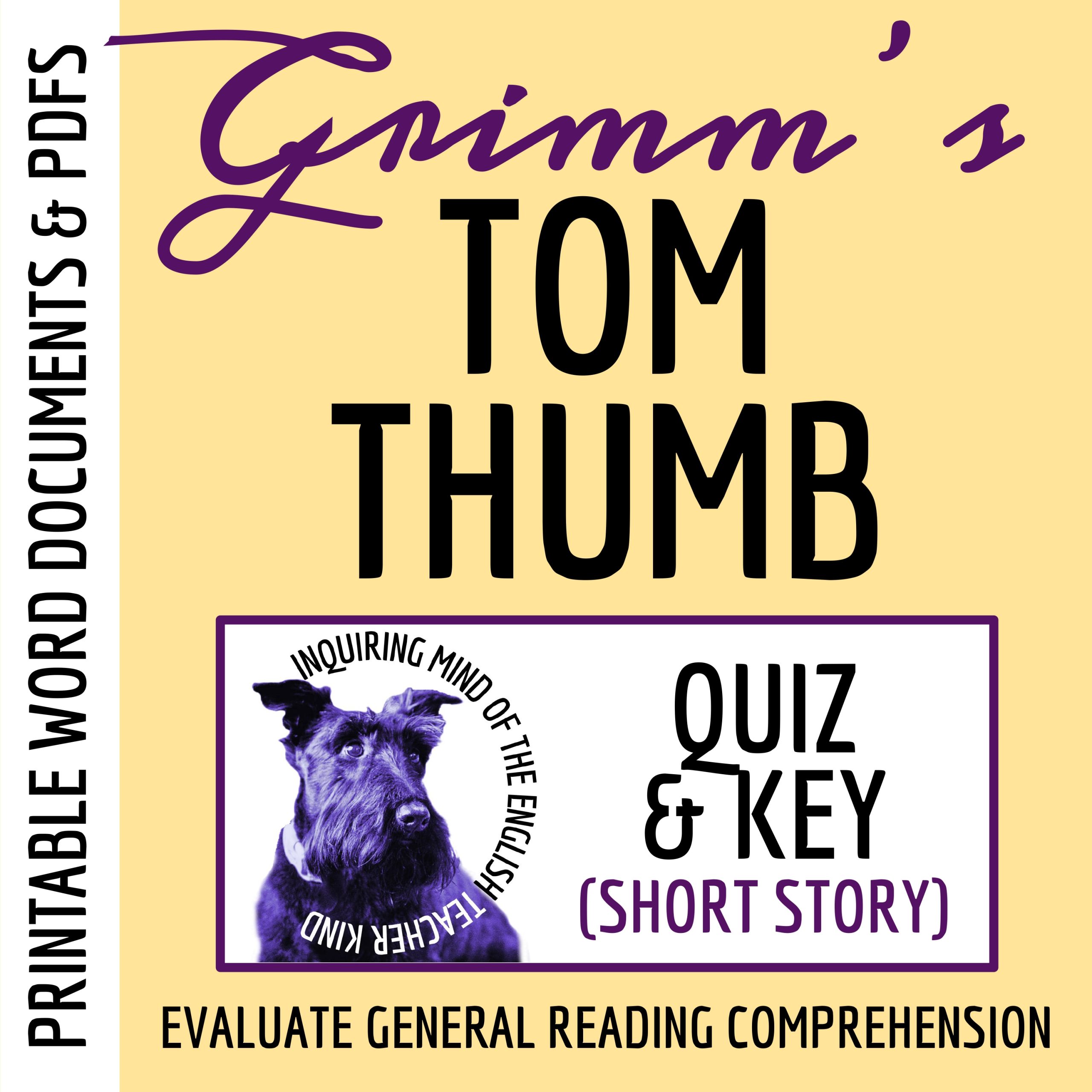 "Tom Thumb" Quiz and Answer Key | Brothers Grimm Fairy Tale | Reading Assessment