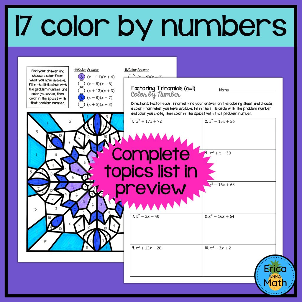 Color by Number Activity Bundle for Algebra 1 - Made By Teachers