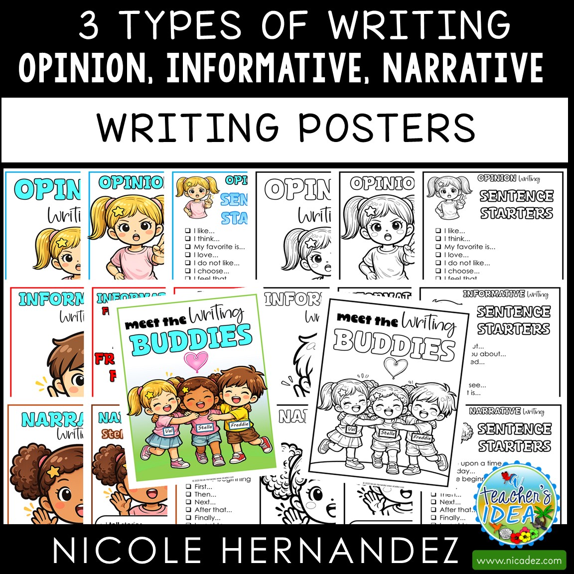 Kindergarten to Grade 2 Writing Types Posters. Opinion, Informative, and Narrative Writing