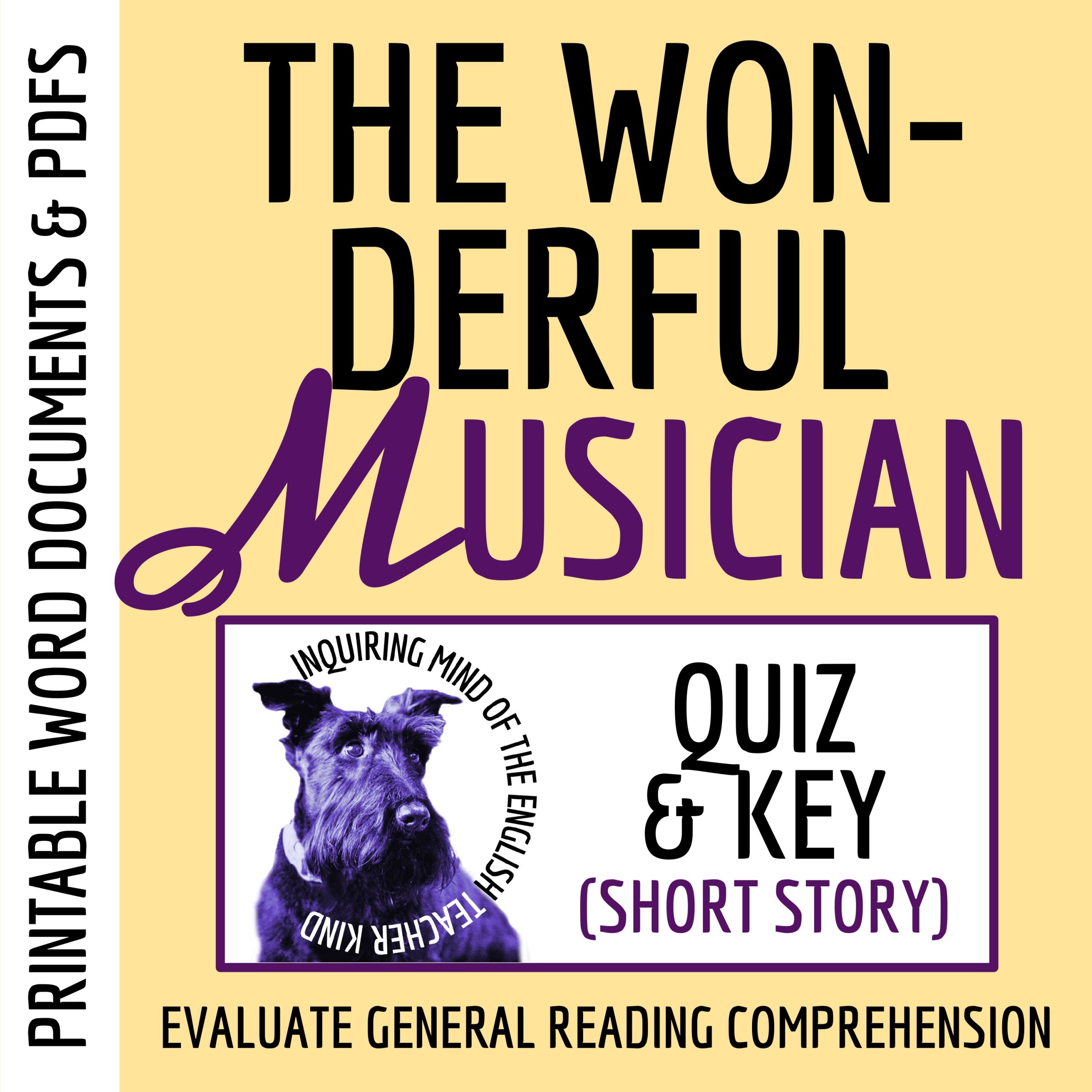 "Wonderful Musician" Quiz and Answer Key | Brothers Grimm Fairy Tale Assessment