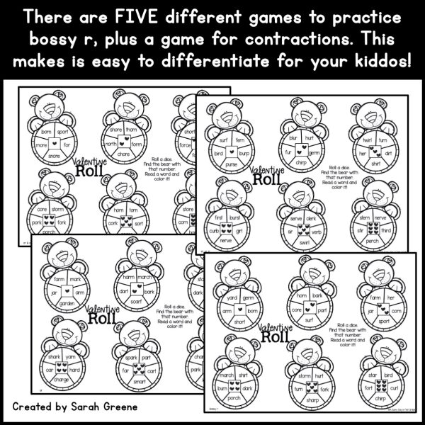 Valentine's Day Bossy R Roll & Read Games - Made By Teachers