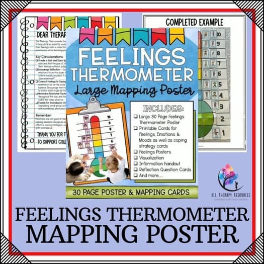 FEELINGS THERMOMETER & Anger Management Worksheets Kids Self Control Impulse