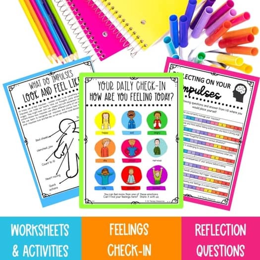 IMPULSE CONTROL WORKSHEETS ACTIVITIES Self Control Self Regulation ...