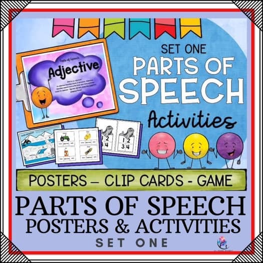 Set 1 - Parts of Speech Clip Cards and Posters - Grammar - Autism SPED