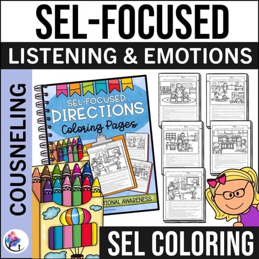 BACK TO SCHOOL SEL COUNSELING COLORING PAGES - Listening & Emotional Awareness