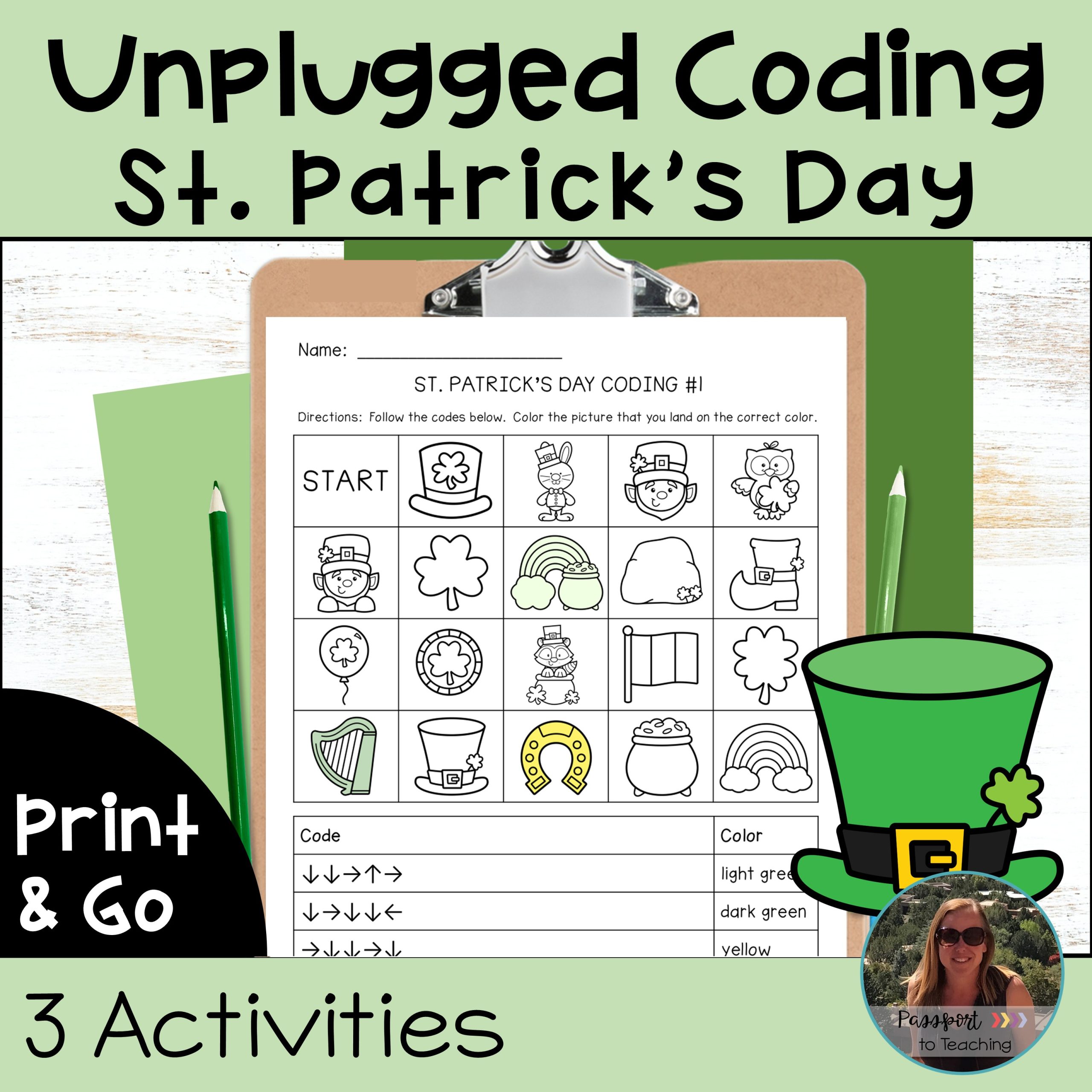 Coding Unplugged - Directional Coding - No Prep - St. Patrick’s Day Theme