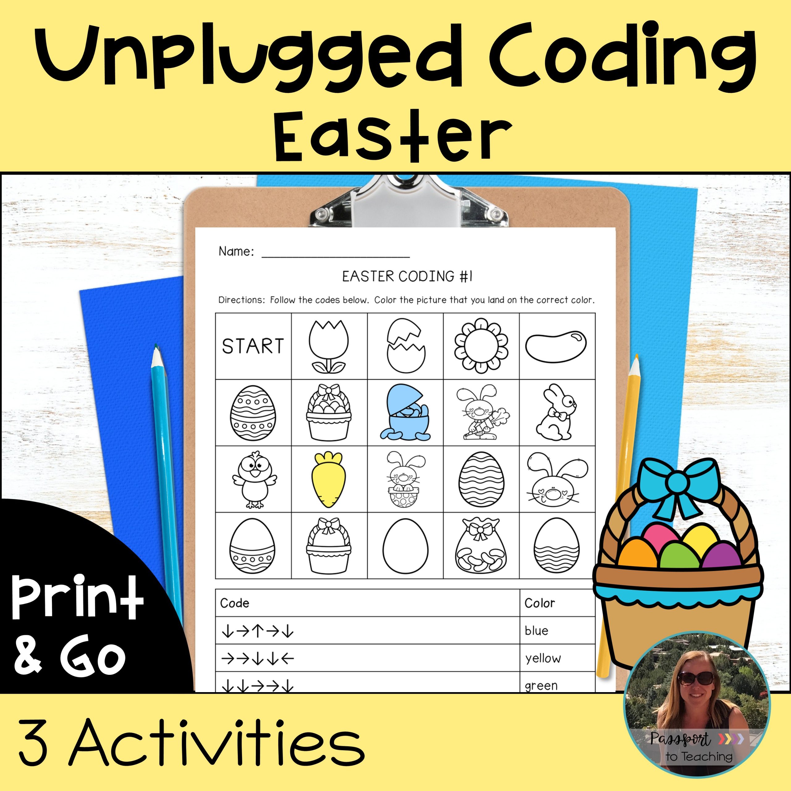 Coding Unplugged - Directional Coding - No Prep - Easter Theme