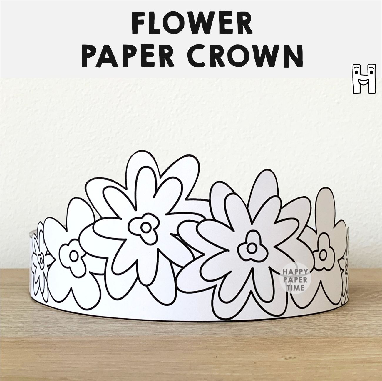 Flowers Paper Crown Headband Printable Coloring Craft