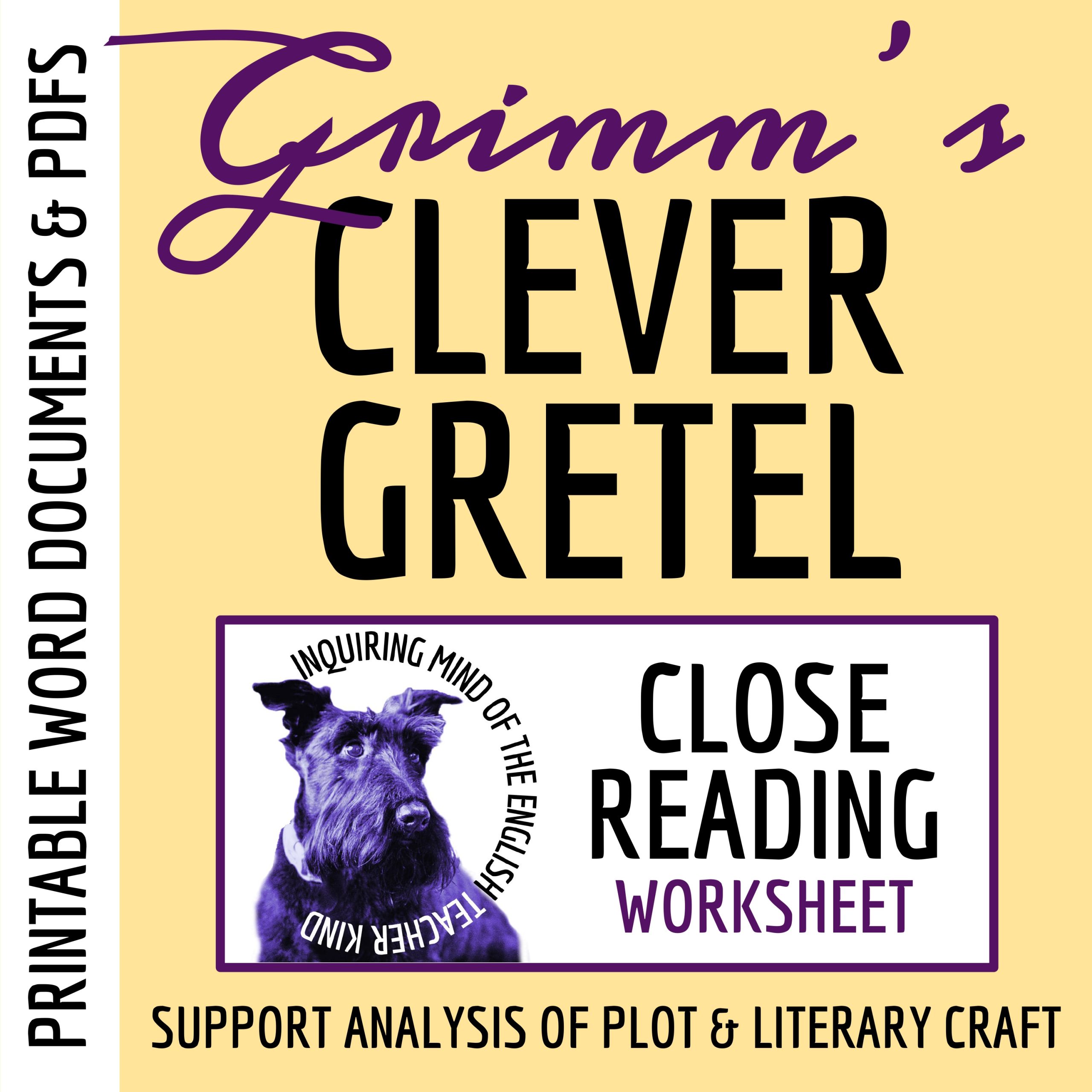 "Clever Gretel" by the Brothers Grimm Close Reading Analysis Worksheet