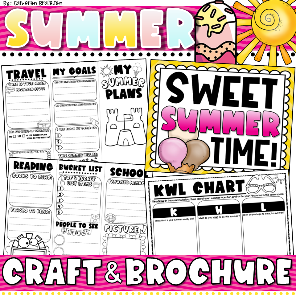 End of the Year Writing Activities | Summer Brochures and Bulletin Board Craft