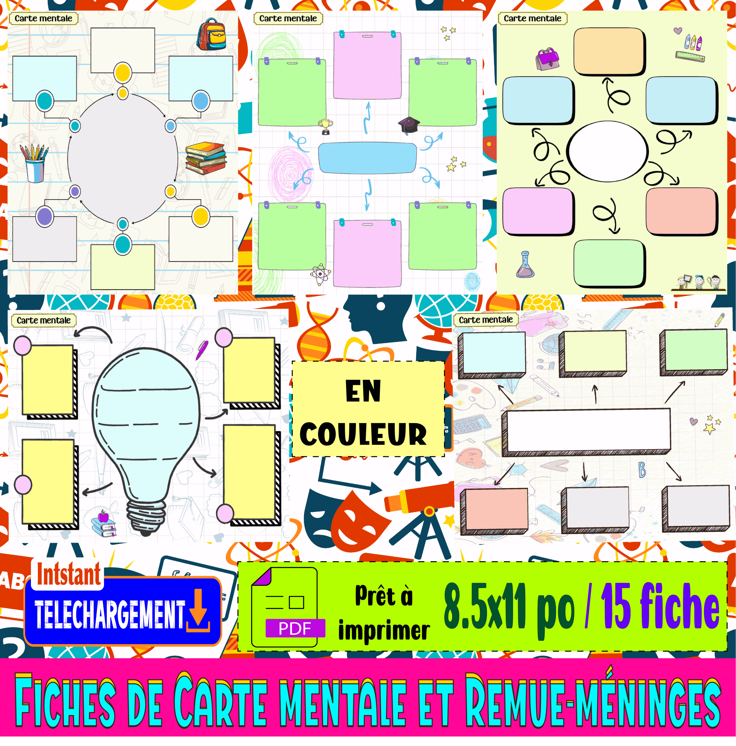 Fiches de Carte mentale et Remue-méninges
