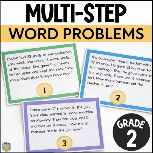 Grade 2 Multi Step Word Problems Task Cards Addition and Subtraction ...