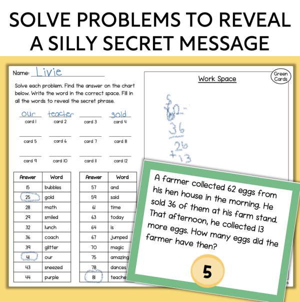 Grade 2 Multi Step Word Problems Task Cards Addition and Subtraction ...