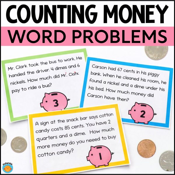 Coins and Money Word Problems 2nd Grade Task Cards Silly Secret Message ...
