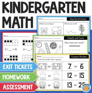 Kindergarten MATH Worksheets Practice, Assessment, Homework