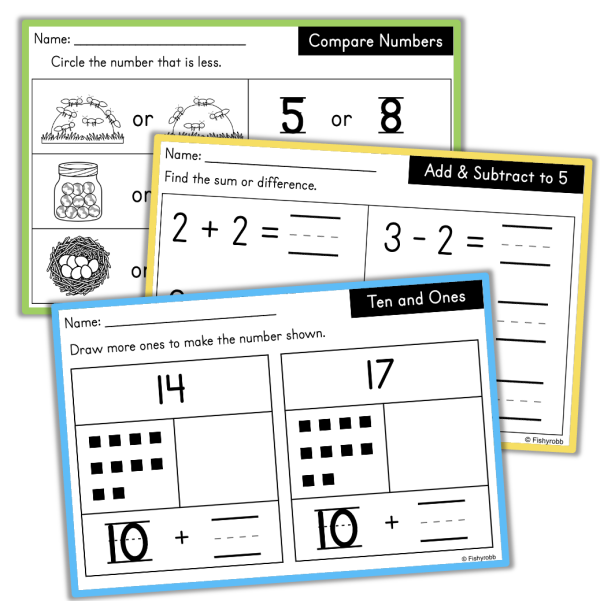 Kindergarten MATH Worksheets Practice, Assessment, Homework - Made By ...