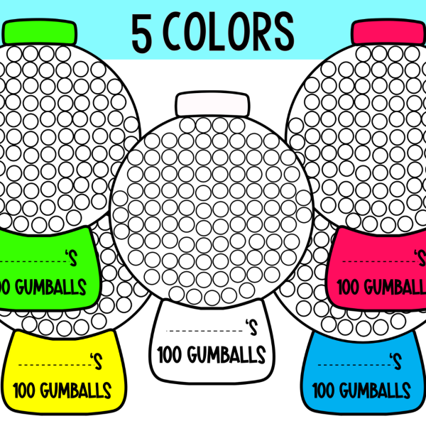 100 Days of School Printable Gumball Machine Craft 100th Day Gumballs