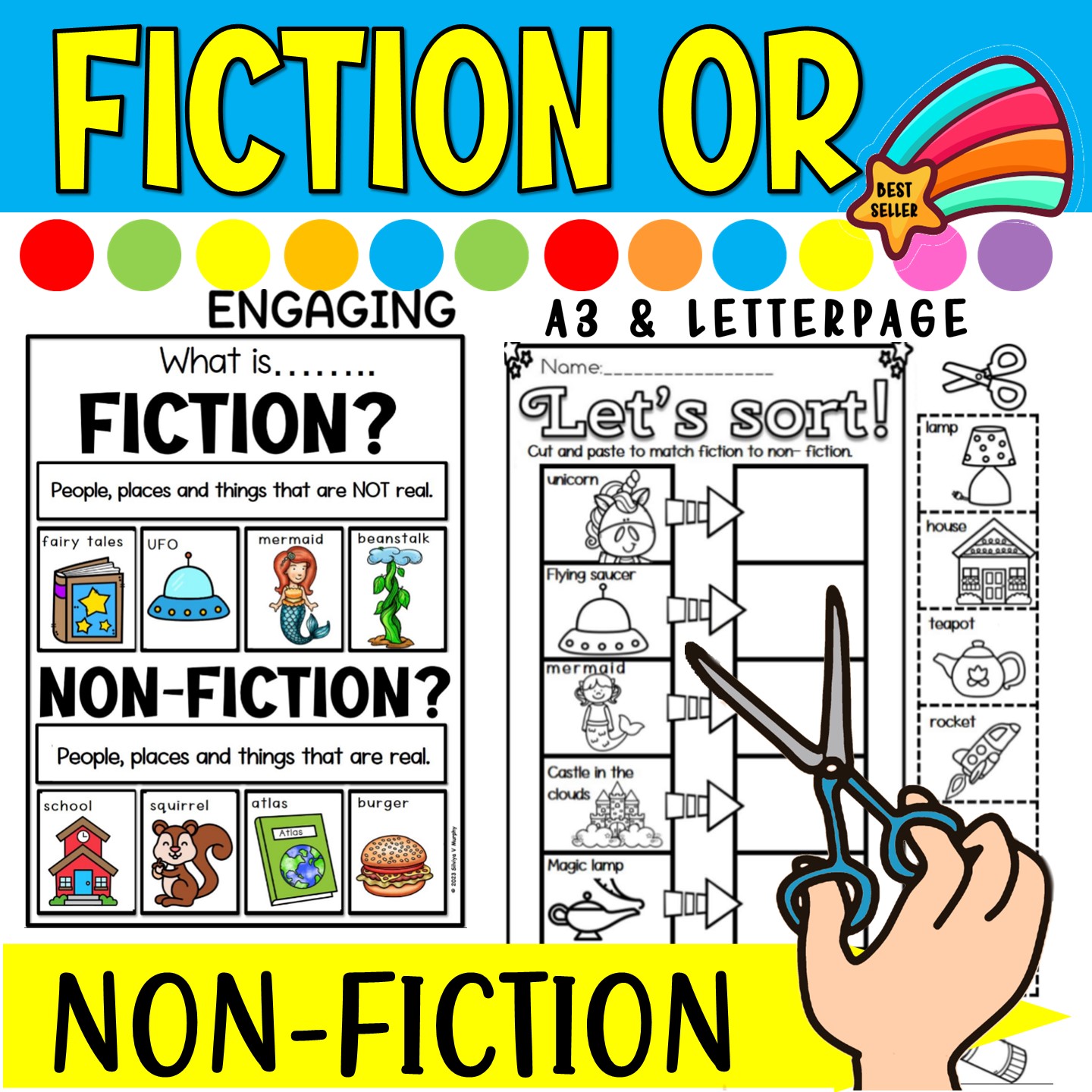 fiction and non fiction posters and worksheet