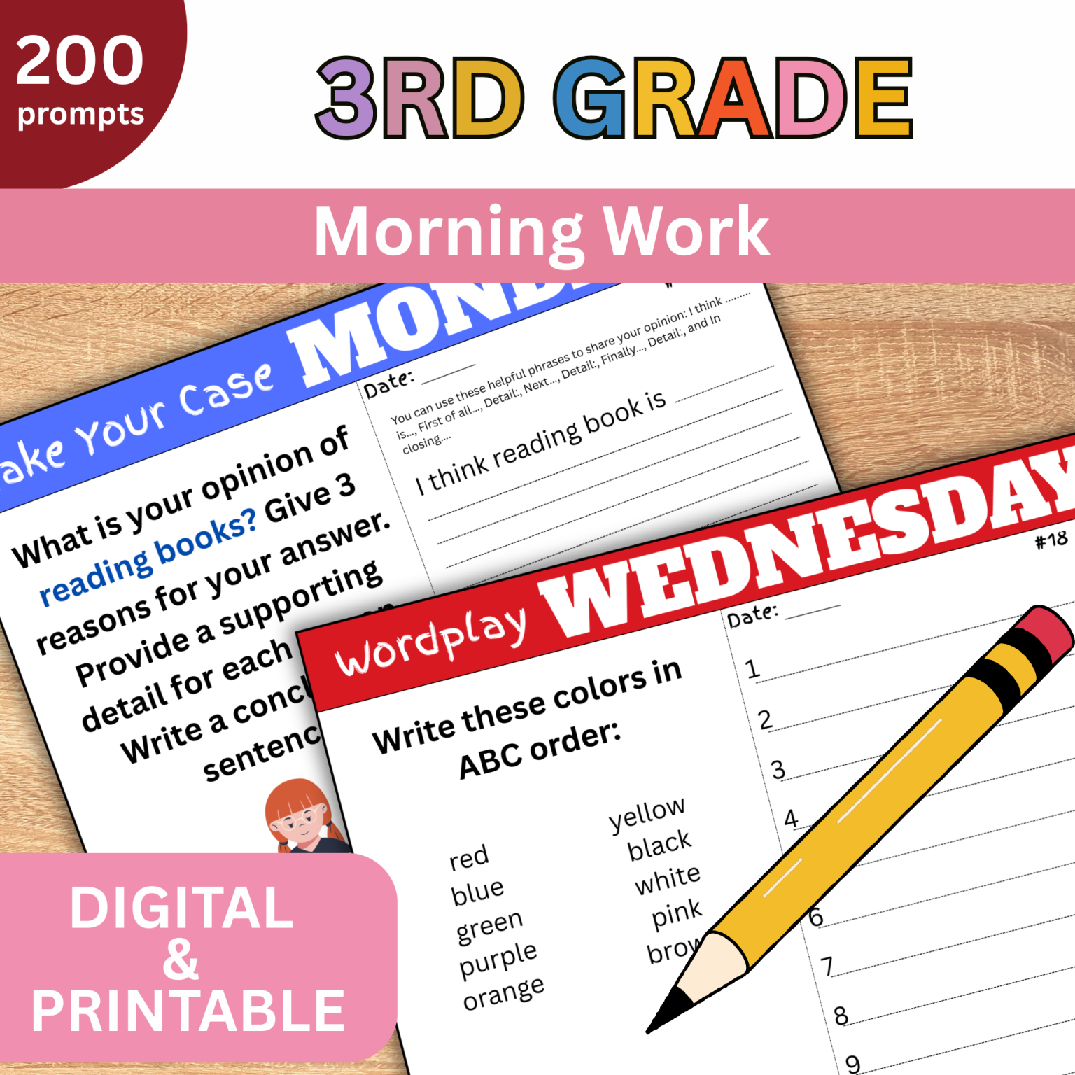 3rd Grade Morning Work Writing Prompts Slides NO PREP |Printable ...
