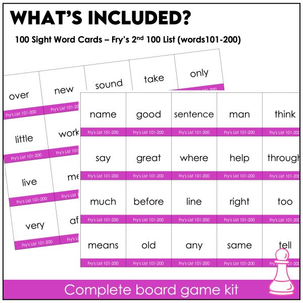 Fry’s 2nd 100 Sight Words Board Games | Sight Word Center | Words 101 ...
